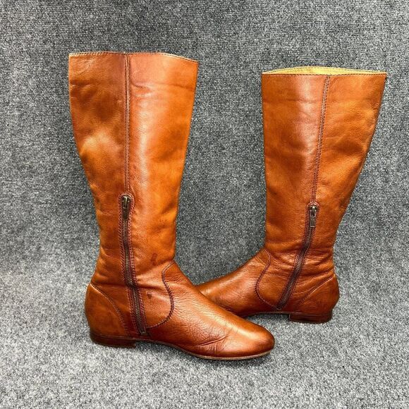 Frye Jillian Pull On Boots Women's Size 9 Brown Leather Inside Zip Tall Riding - Picture 9 of 16